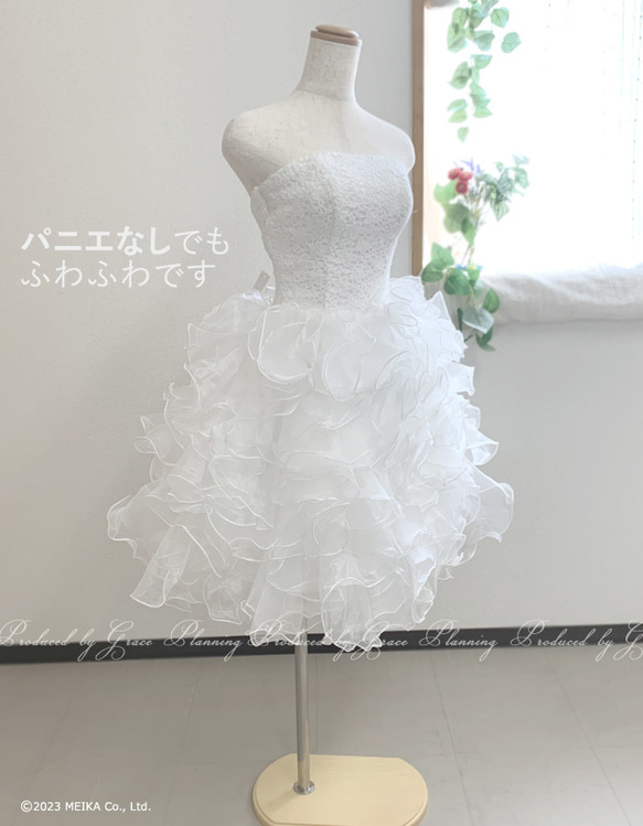 ウェディングドレス ミニ ミモレ パーティドレス 結婚式 二次会 花嫁 前撮り md14322ow/gcd_8879 6枚目の画像