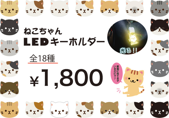 選べる！ねこちゃんLEDアクリルチャーム 3枚目の画像