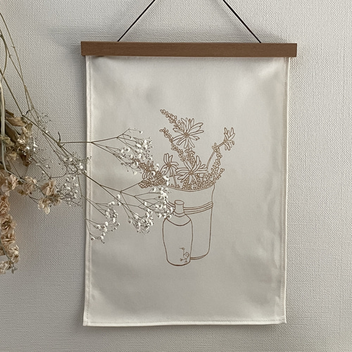 一点もの】ナチュラル手描き友禅ファブリックポスター、タペストリー