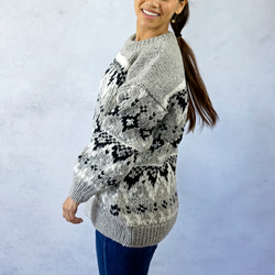 COS／フリンジ パネル ウール セーターニット グレー 編み込み gossip