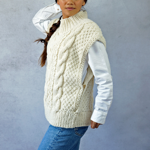 美品】 ヘルノ ニット リバーシブル ベスト ウール ホワイト グレ