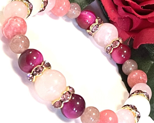 ピンクタイガーアイ＊ローズクォーツ＊インカローズ＊ストロベリー