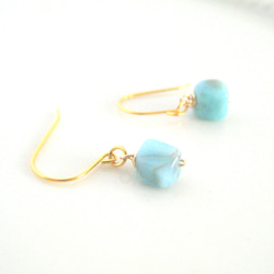 14KGF ラリマーのピアス2⃣ ピアス（フック・チェーン） blanche 通販