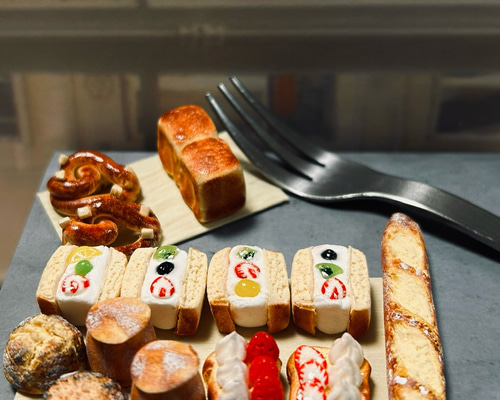 沢山食べます私セット★ミニチュアスイーツ・ミニチュアパン 2ae1b767dba112b460659990903b7a