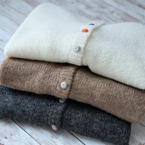 ラスト1点【即納可】ふわふわベビーアルパカ・カラフル糸釦