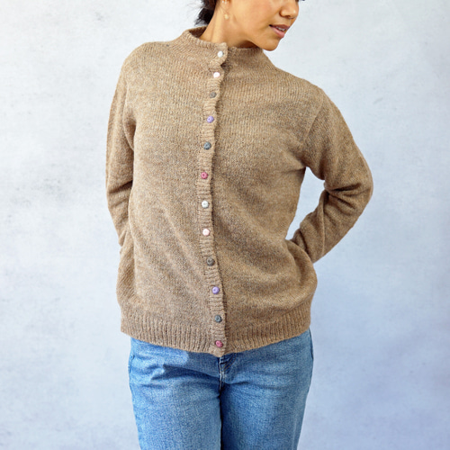 予約販売】ふわふわベビーアルパカ・カラフル糸釦カーディガン（S