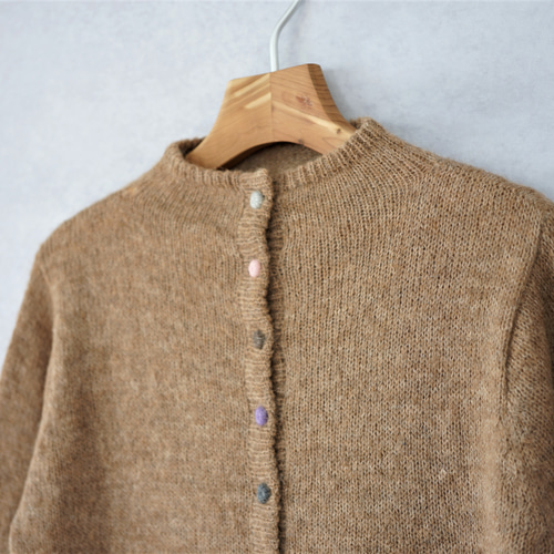 即納可】ふわふわベビーアルパカ・カラフル糸釦カーディガン（S-360043