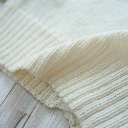 【即納可】ベビーアルパカ・カラフル糸釦・クルーネックカーディ（S-370024-ホワイト）・ペルーニット 13枚目の画像