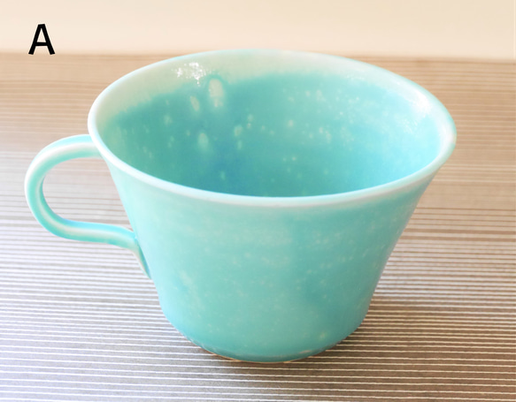 【モネの池色のティーカップ】陶器 贈り物 水 空 海 蒼 碧 宇宙 ギフト コーヒー ワケありな逸品 4枚目の画像