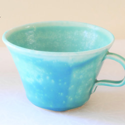 【モネの池色のティーカップ】陶器 贈り物 水 空 海 蒼 碧 宇宙 ギフト コーヒー ワケありな逸品 1枚目の画像