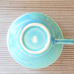 【モネの池色のティーカップ】陶器 贈り物 水 空 海 蒼 碧 宇宙 ギフト コーヒー ワケありな逸品 15枚目の画像