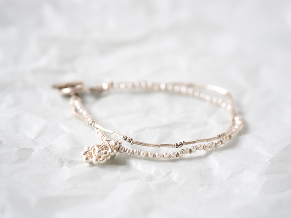 -Pearl・Silver- 'double' bracelet 3枚目の画像