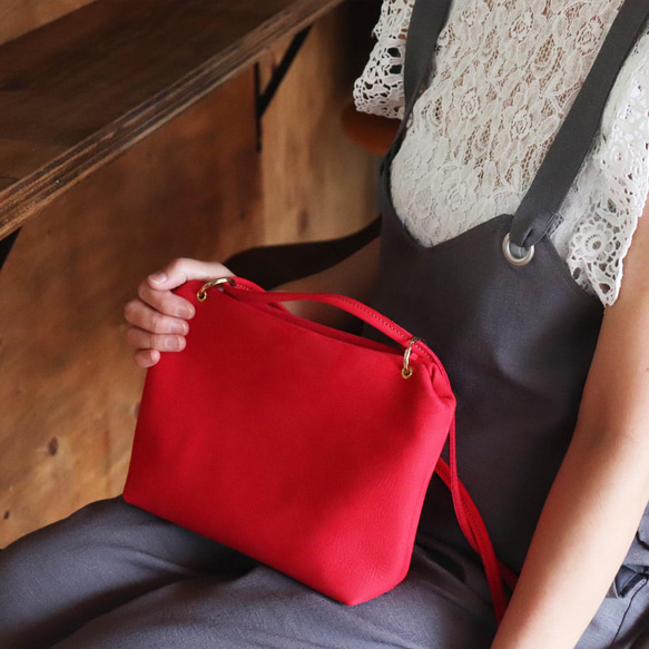 SALE【1500円OFF】ヌバックレザー 2wayバッグ ／ ネイビー レッド 2色