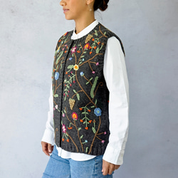 美品 HIROMI TSUYOSHI 刺繍 ニット ベスト ウール 美品 HIROMI