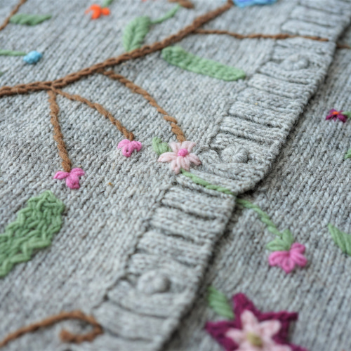 即納可】ウール・総刺繍ベスト（S-370031-グレー）・ペルー