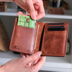 縦型 二つ折り 革製カードケース / 財布 4枚目の画像