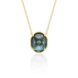 K18イエローゴールド 11月 誕生石 ロンドンブルートパーズ シンプル ネックレス 美輪宝石 2枚目の画像