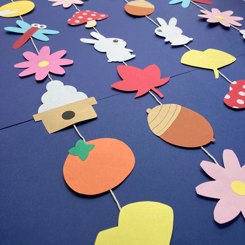 再販!!】お月見ガーランド 秋 9月 吊るし飾り 壁面飾り 壁面 うさぎ 月