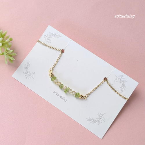 シトリン・ペリドットの華奢な天然石ネックレス *8月11月誕生石