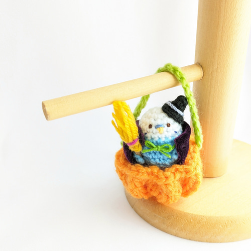 受注制作】ハロウィン☆セキセイインコちゃんとかぼちゃの小かご