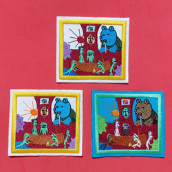 巣穴 ブルー ワッペン 刺繍 アップリケ パッチ 熊 おじいさん お爺さん 面白い 個性的 ユニーク オリジナル ホーム 14枚目の画像
