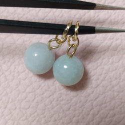 糸魚川翡翠　8mm　天然石　ピアリングチャーム　ピアスチャーム　♡希少ストーン　金具変更、ピアス金具変更可　 9枚目の画像