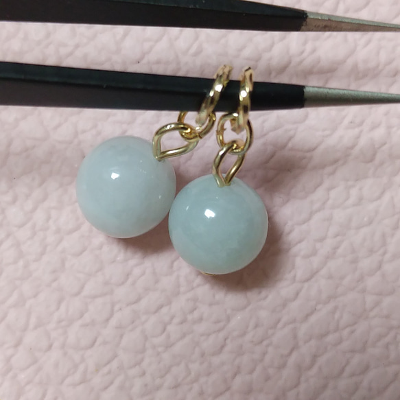 糸魚川翡翠　8mm　天然石　ピアリングチャーム　ピアスチャーム　♡希少ストーン　金具変更、ピアス金具変更可　 9枚目の画像