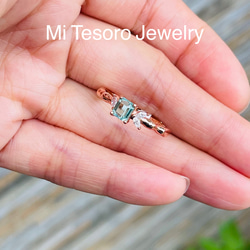 Mi Tesoro シルバー925 青色トルマリンー調節指輪/天然藍色碧璽戒指 第3張的照片
