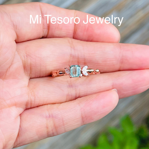 Mi Tesoro シルバー925 青色トルマリンー調節指輪/天然藍色碧璽戒指 第2張的照片