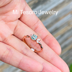 Mi Tesoro シルバー925 青色トルマリンー調節指輪/天然藍色碧璽戒指 第4張的照片