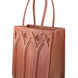 【限定色】中世ゴシック建築モチーフの「カテドラルバッグ1C」（本革製）／ブラウン brown cathedral bag 7枚目の画像