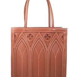 【限定色】中世ゴシック建築モチーフの「カテドラルバッグ1C」（本革製）／ブラウン brown cathedral bag 6枚目の画像