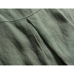 夏 3色 レディース フレンチ リネン シャツ 七分袖 ブラウス スタンドカラー ブラウス ポケット付き 12枚目の画像