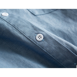 夏  3色 レディース フレンチ リネン シャツ  七分袖 ブラウス  スタンドカラー ブラウス  ポケット付き 8枚目の画像