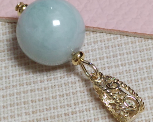 オーダー】→お作り【送料無料】糸魚川翡翠 14mm ペンダント