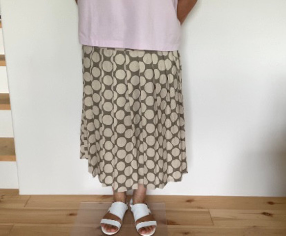 プリーツスカート水玉　綿麻素材ノスタルジックスカート 16枚目の画像