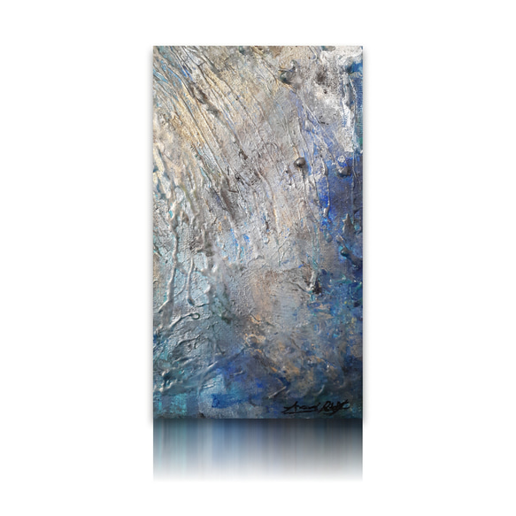 【原画】「輪廻」 F4  抽象画 アクリルガッシュ キャンバス ブルー 青 アート 画家 一点物 インテリア モダン 3枚目の画像
