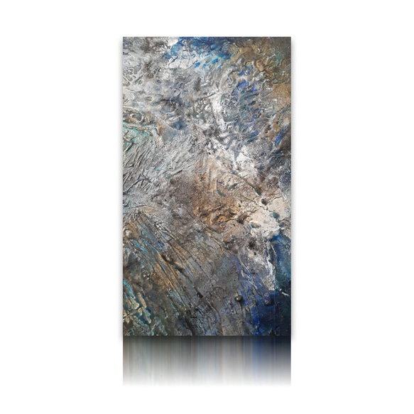 【原画】「輪廻」 F4  抽象画 アクリルガッシュ キャンバス ブルー 青 アート 画家 一点物 インテリア モダン 5枚目の画像
