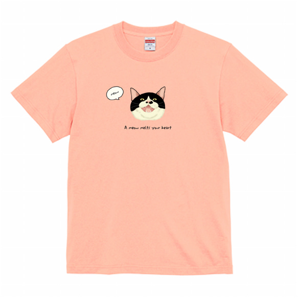 Tシャツ A meow melts your heart 白黒猫　濃色系 1枚目の画像