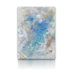 【原画】「光ノ風」 F4 アクリル画 抽象画 キャンバス ブルー 青 空 羽 白 ホワイト 1枚目の画像