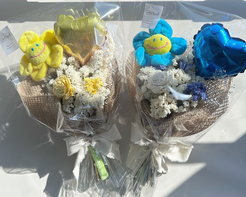 バルーンフラワーブーケ ドライフラワー スマイルフラワー 花束 人形