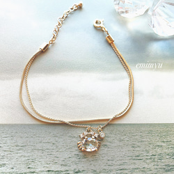 Cute Crystal Crab Gold Bracelet 4枚目の画像