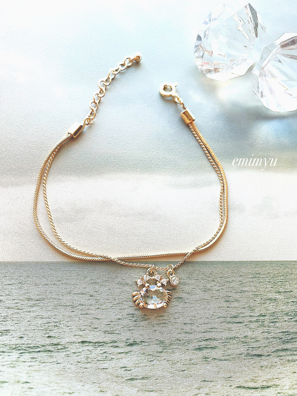 Cute Crystal Crab Gold Bracelet 4枚目の画像