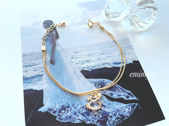 Cute Crystal Crab Gold Bracelet 1枚目の画像