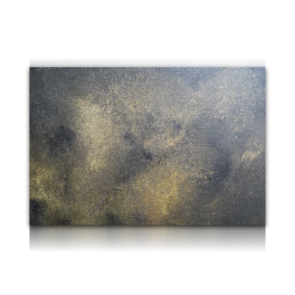 【原画】「星の光」 F4 アクリル画 抽象画 キャンバス ラメ 天使 ゴールド 夜 宇宙 夜空 コスモ 5枚目の画像