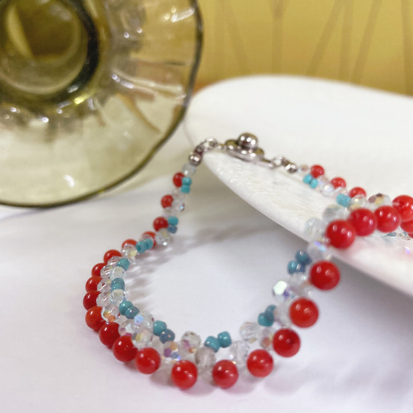 (HK$250)Cherry Coral Swarovski Bracelet 第2張的照片