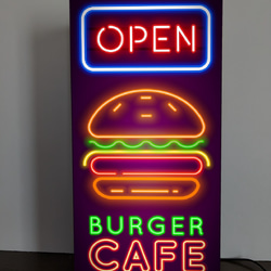 【Lサイズ】ハンバーガー ホットドック カフェ バー パブ ダイナー ランプ 看板 置物 アメリカン雑貨 ライトBOX 2枚目の画像