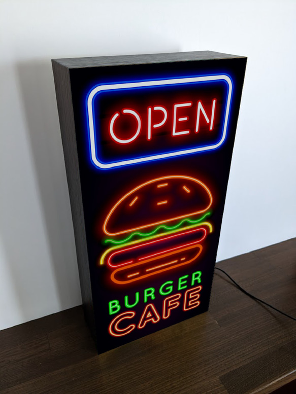 【Lサイズ】ハンバーガー ホットドック カフェ バー パブ ダイナー ランプ 看板 置物 アメリカン雑貨 ライトBOX 4枚目の画像
