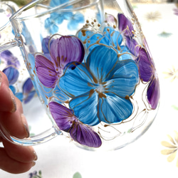 BLUE×PURPLE フラワー グラスマグカップ 2枚目の画像