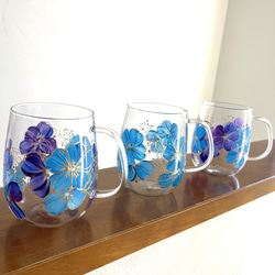BLUE×PURPLE フラワー グラスマグカップ 4枚目の画像